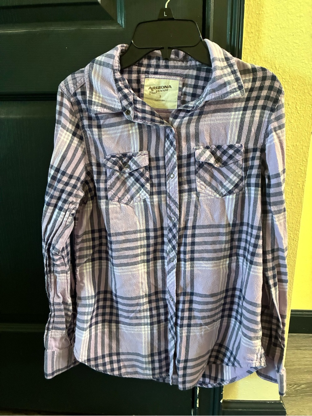 Junior’s Lavender Plaid Button-Up Shirt